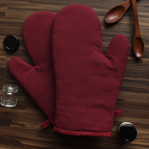 Cotton Solid Maroon Oven Gloves Pack Of 2 freeshipping - Airwill