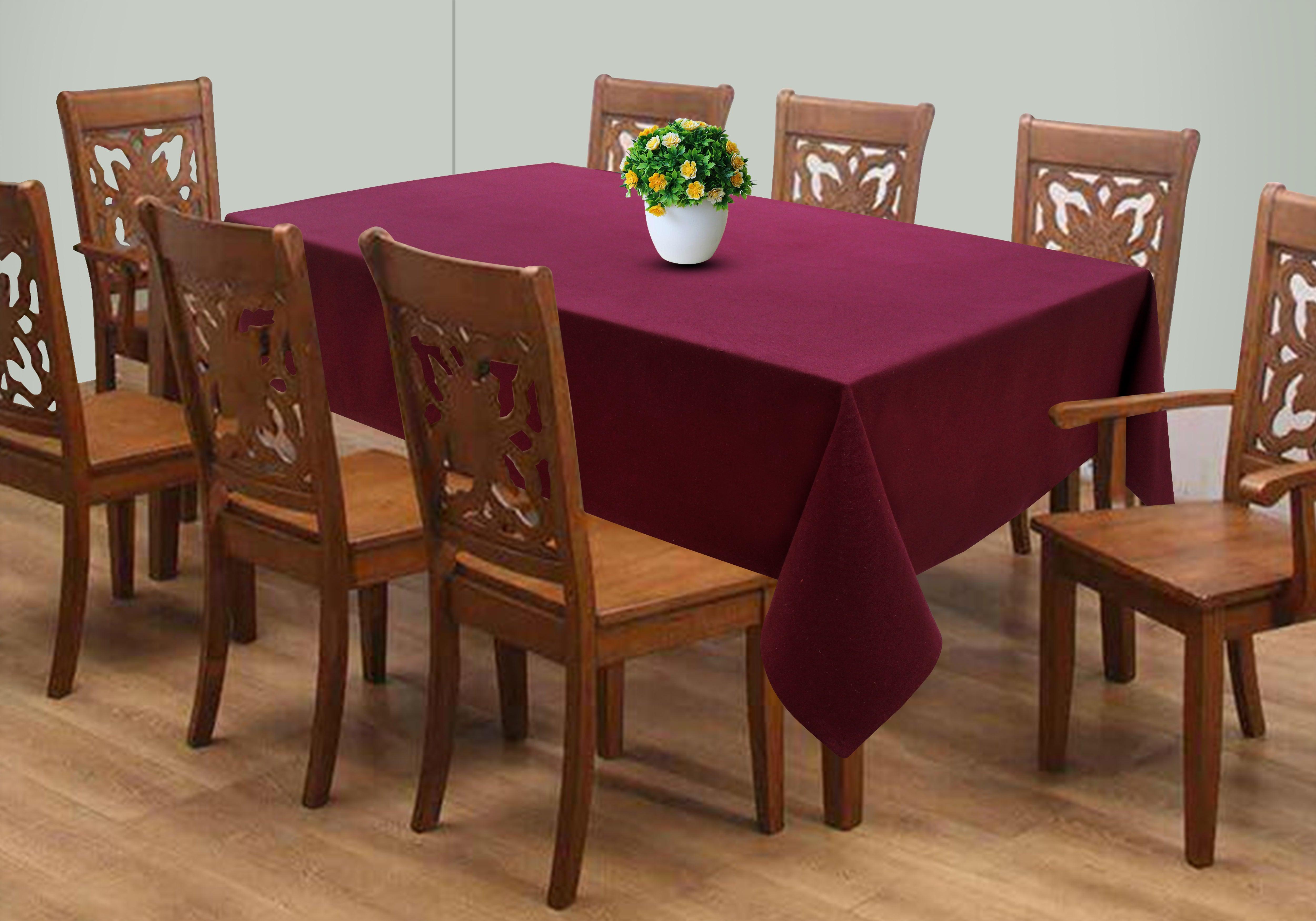 Cotton Solid Maroon 8 Seater Table Cloths