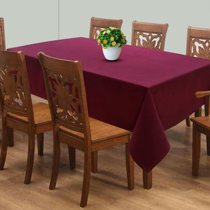 Cotton Solid Maroon 8 Seater Table Cloths Pack Of 1 freeshipping - Airwill
