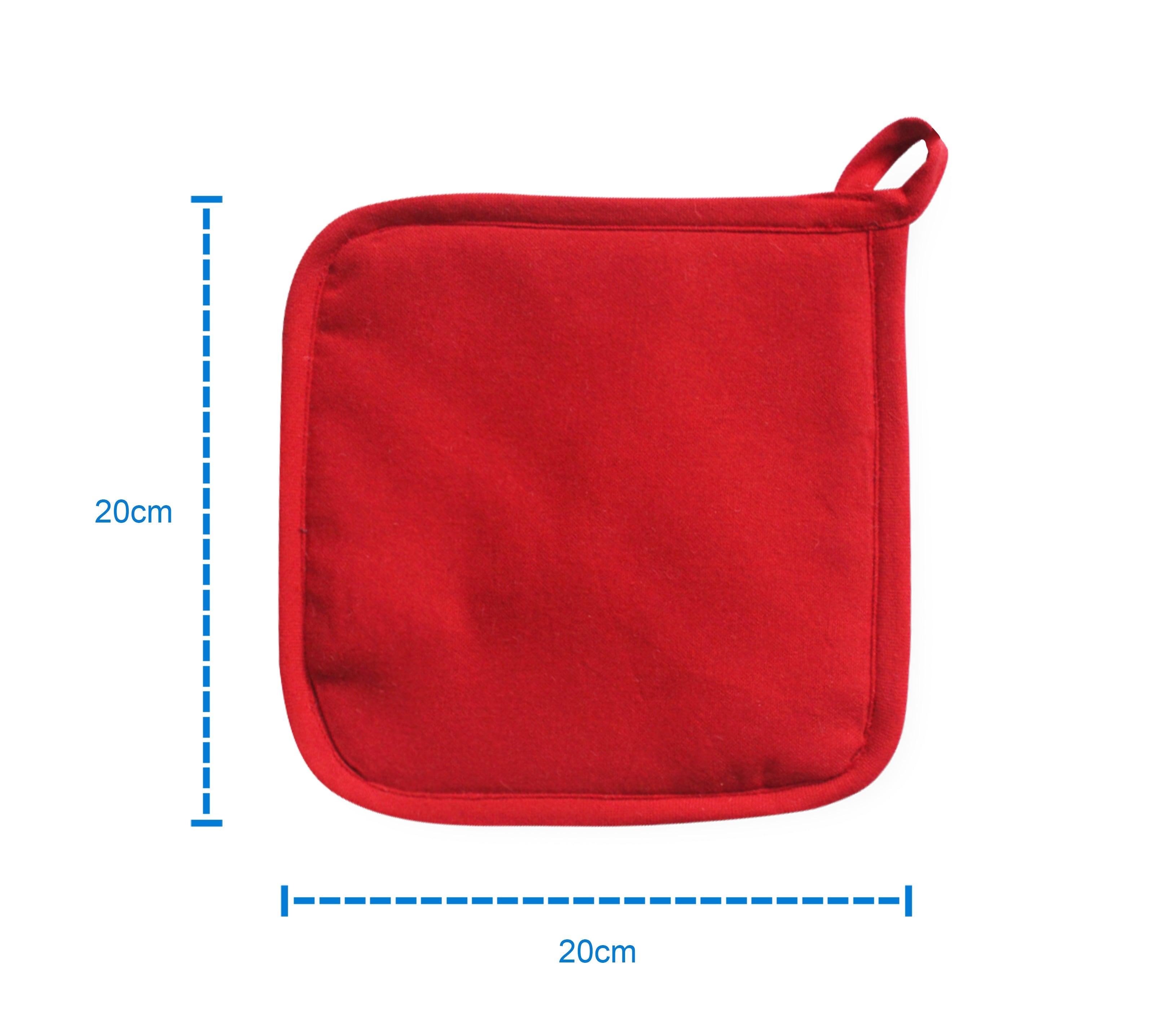 Cotton Solid Red Pot Holders Pack Of 3