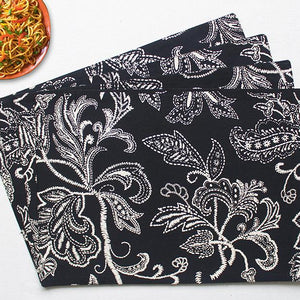 Cotton Black Flower Table Placemats Pack Of 4 freeshipping - Airwill