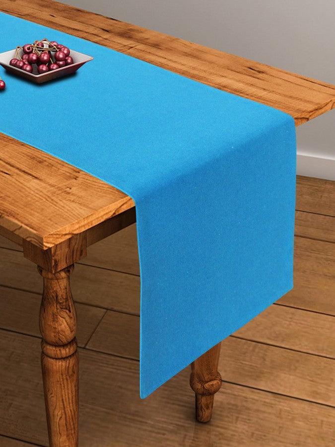 Cotton Solid Turquoise Blue Table Runner