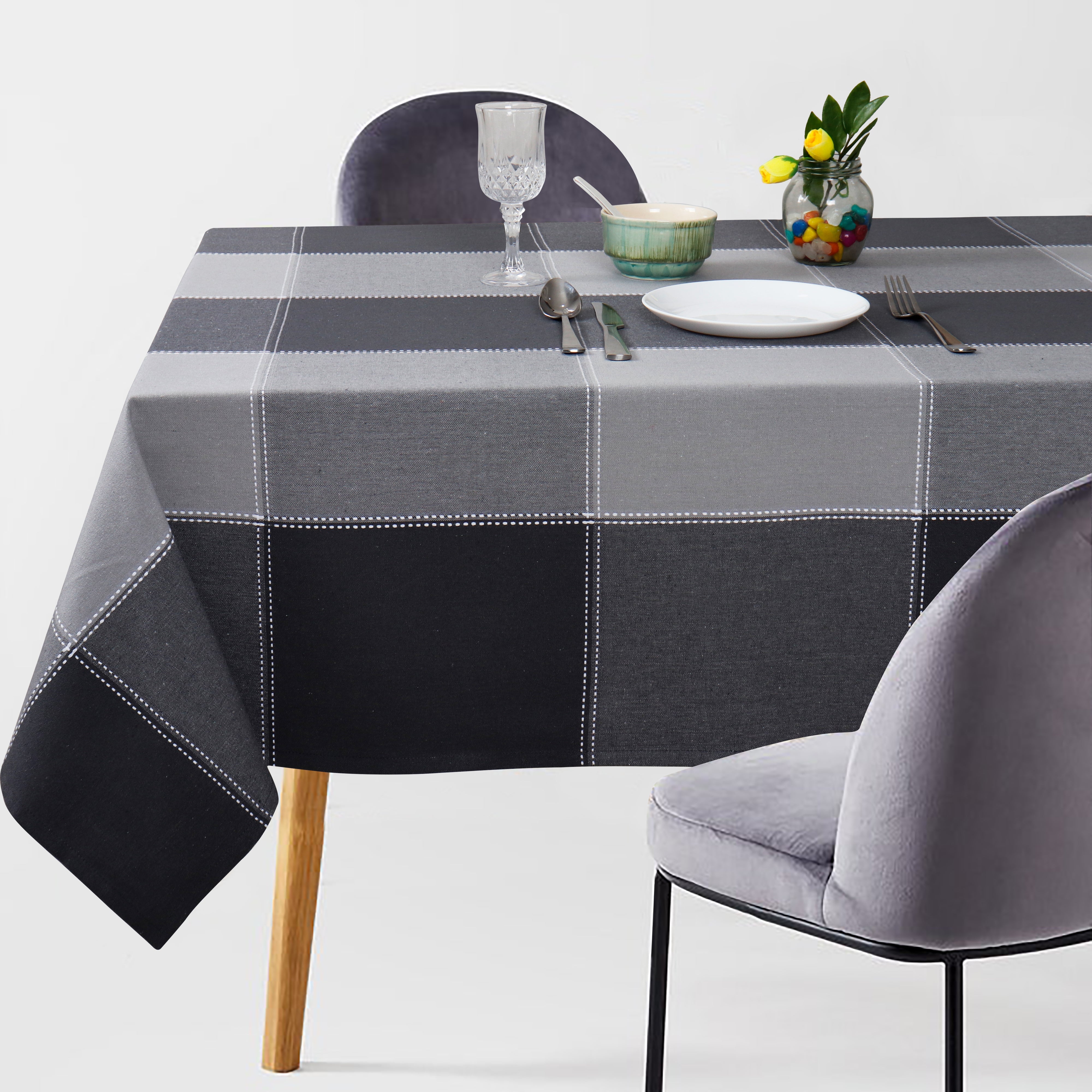 Cotton 4 Way Dobby Grey 8 Seater Table Cloths