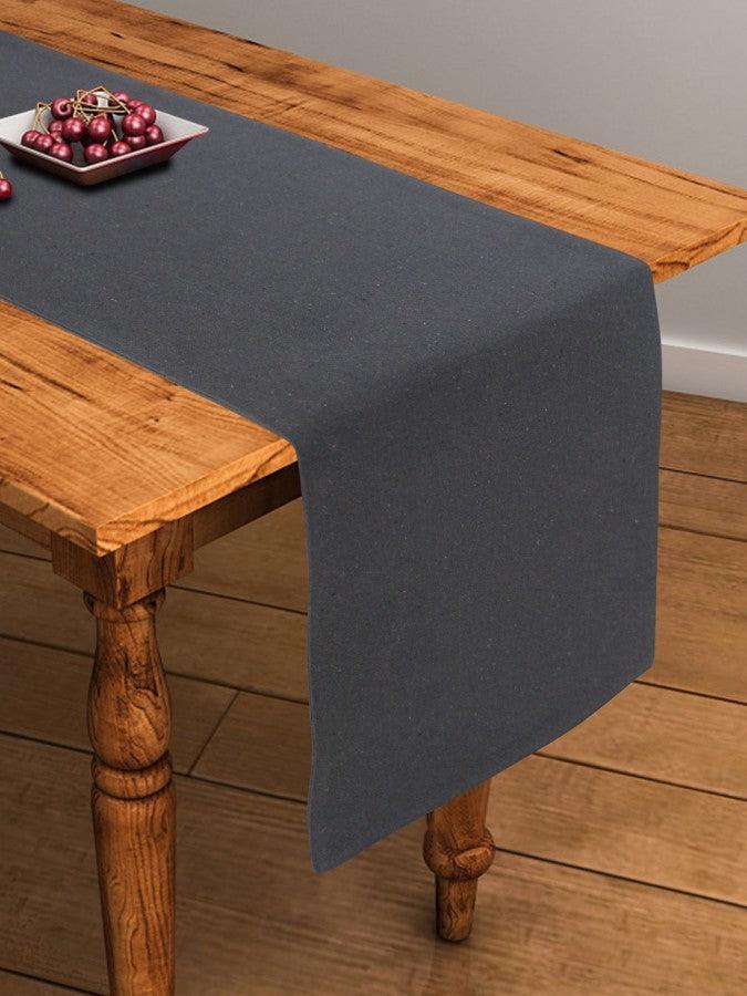 Cotton Solid Steel Grey Table Runner