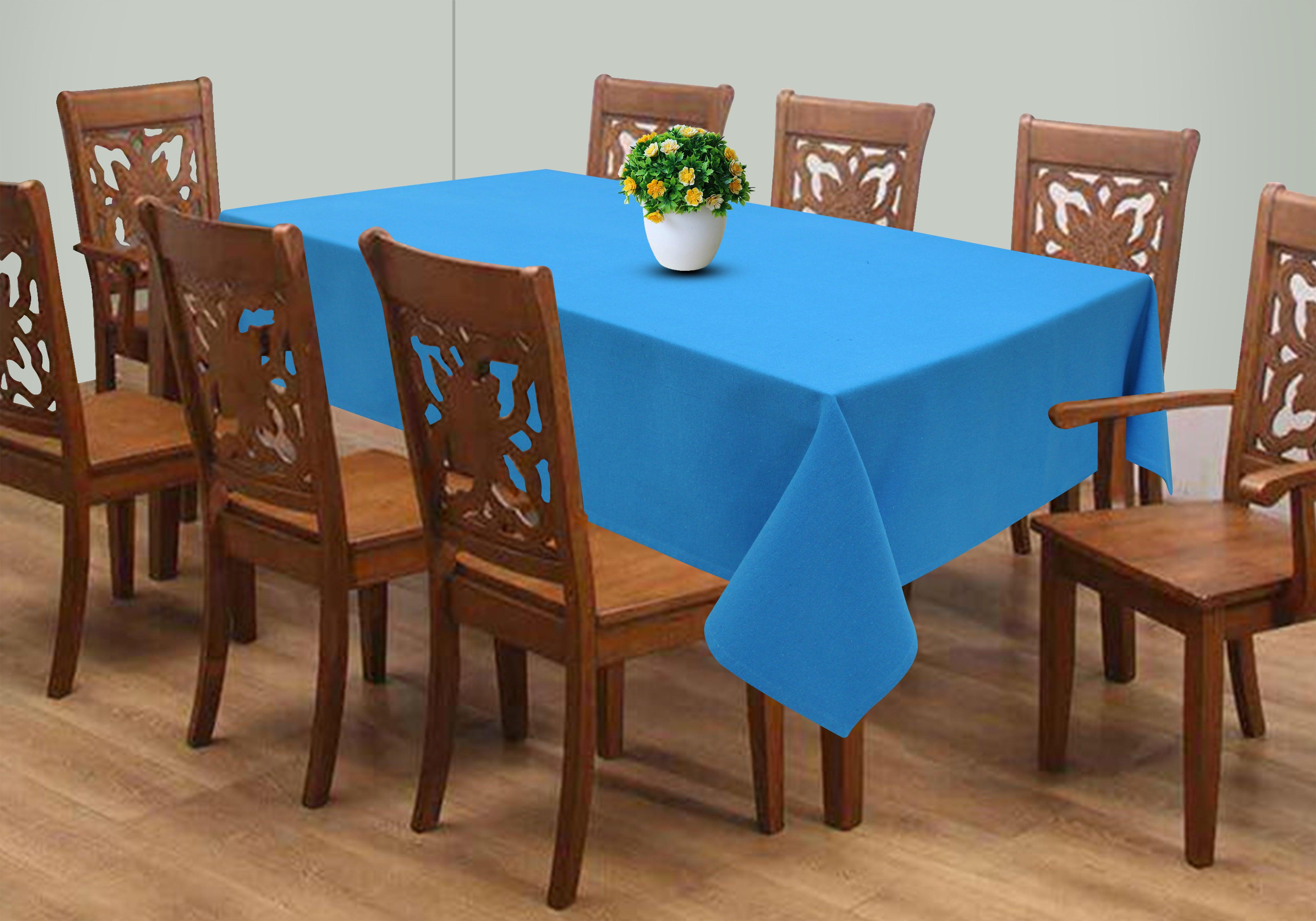 Cotton Solid Turquoise Blue 8 Seater Table Cloths