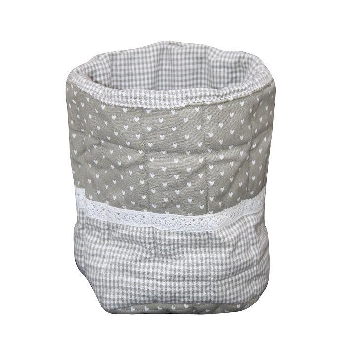 Cotton Small Grey Heart Check Fruit Basket Pack Of 1