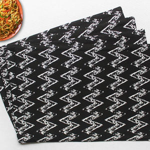 Cotton Zig-Zag Black Table Placemats Pack Of 4 freeshipping - Airwill