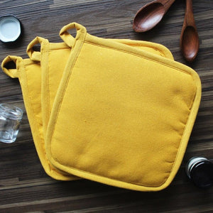 Cotton Solid Yellow Pot Holders Pack Of 3 freeshipping - Airwill