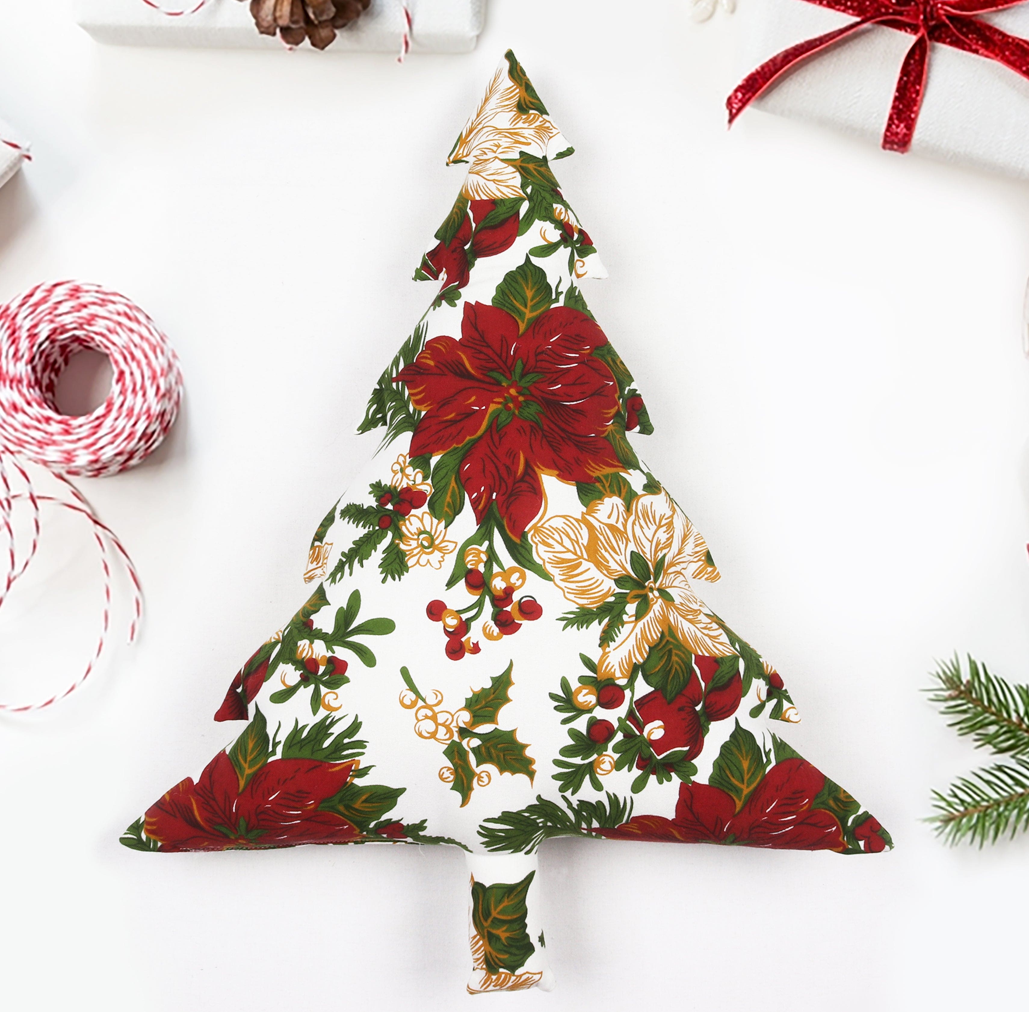 Cotton Christmas Floral Designed, Bell / Candy / Star / Tree Shaped Cushion with Recron Filled