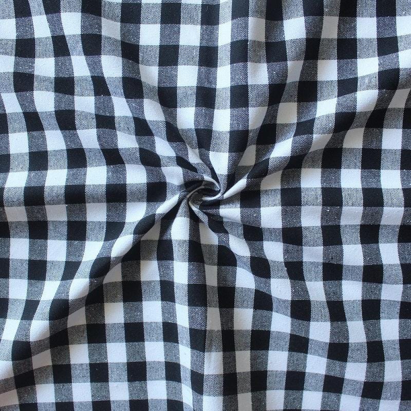 Cotton Gingham Check Black with Border 8 Seater Table Cloth