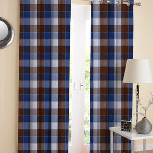 Cotton Dobby Blue 7ft Door Curtains Pack Of 2 freeshipping - Airwill