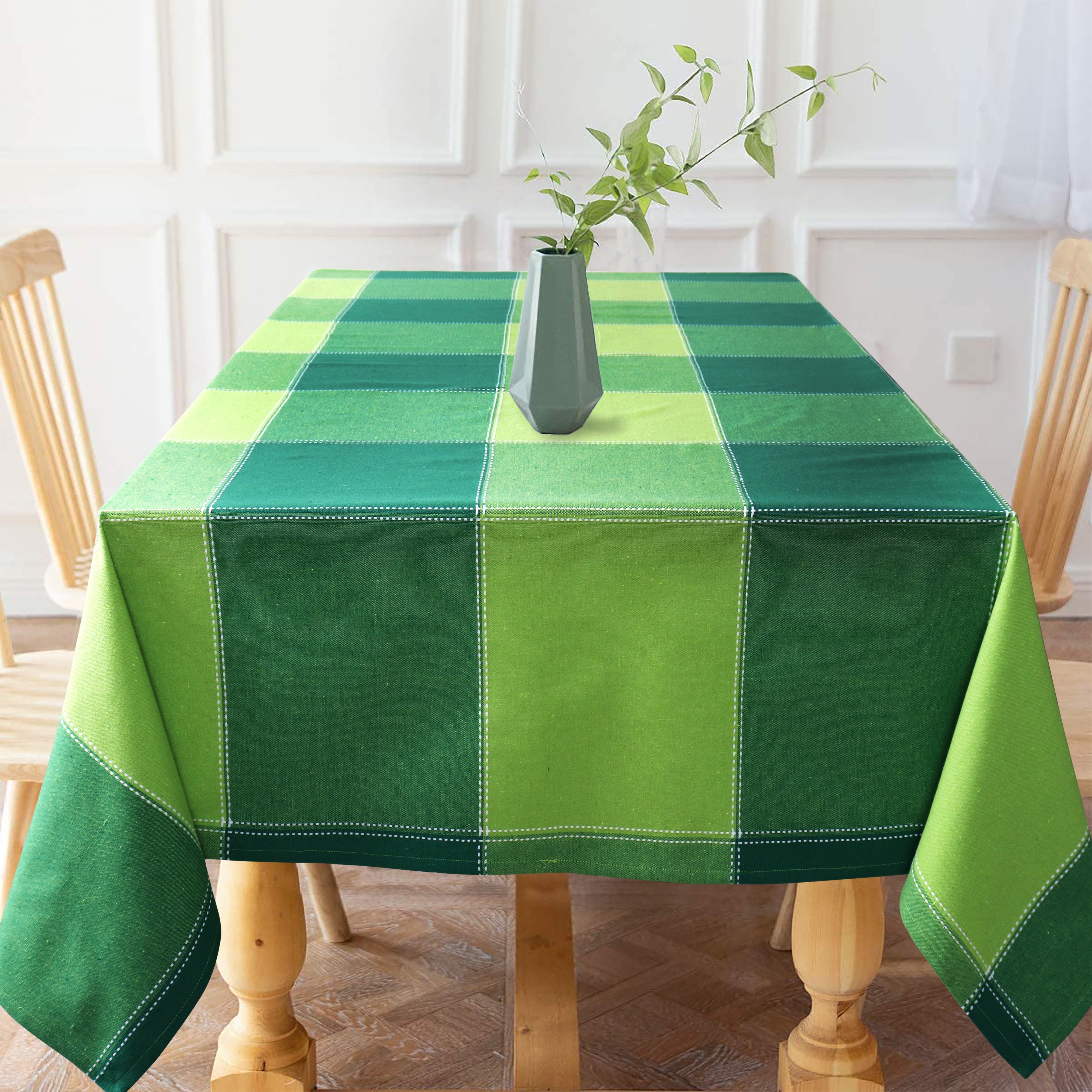 Cotton 4 Way Dobby Green 6 Seater Table Cloths