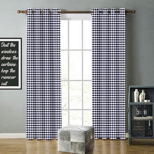 Cotton Gingham Check Black 9ft Long Door Curtains Pack Of 2 freeshipping - Airwill