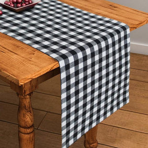 Cotton Gingham Check Black 152cm Length Table Runner Pack Of 1 freeshipping - Airwill