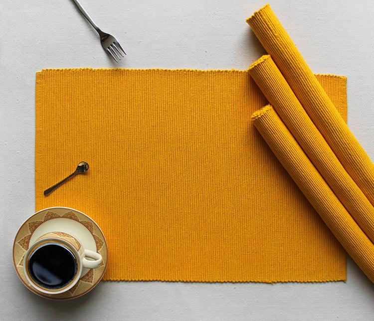 Cotton Solid Golden Yellow Table Placemats Pack Of 4