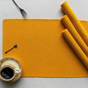 Cotton Solid Golden Yellow Table Placemats Pack Of 4 freeshipping - Airwill