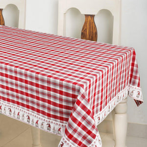 Cotton Red Check with Xmas Border 6 Seater Table Cloths Pack of 1 freeshipping - Airwill