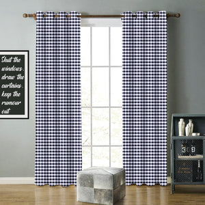 Cotton Gingham Check Black 7ft Door Curtains Pack Of 2 freeshipping - Airwill