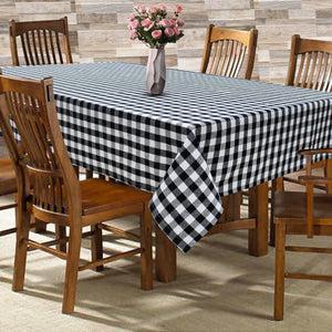 Cotton Gingham Check Black 6 Seater Table Cloths Pack Of 1 freeshipping - Airwill