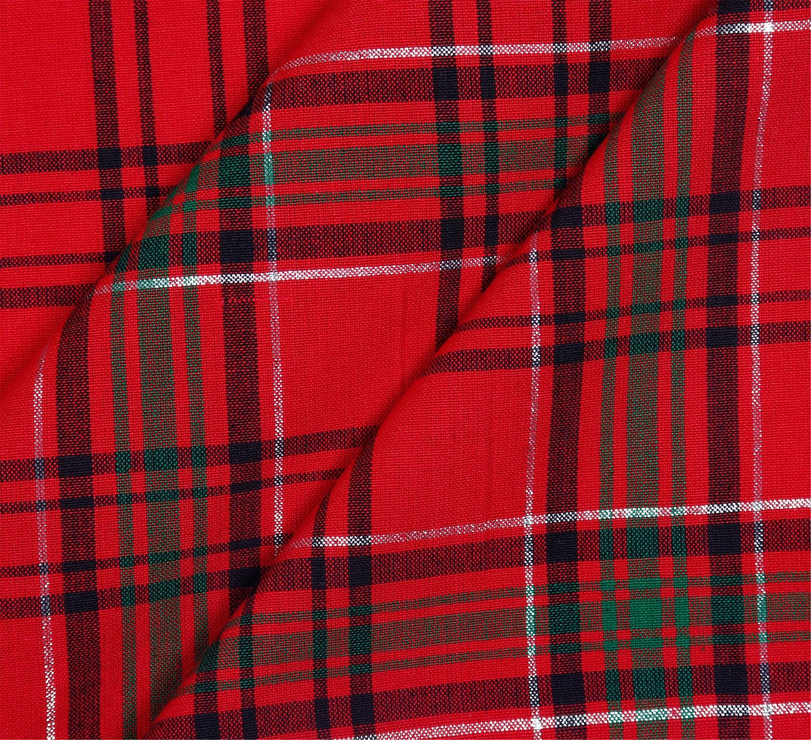 Cotton Xmas Big Red & Green Check  6 Seater Table Cloths