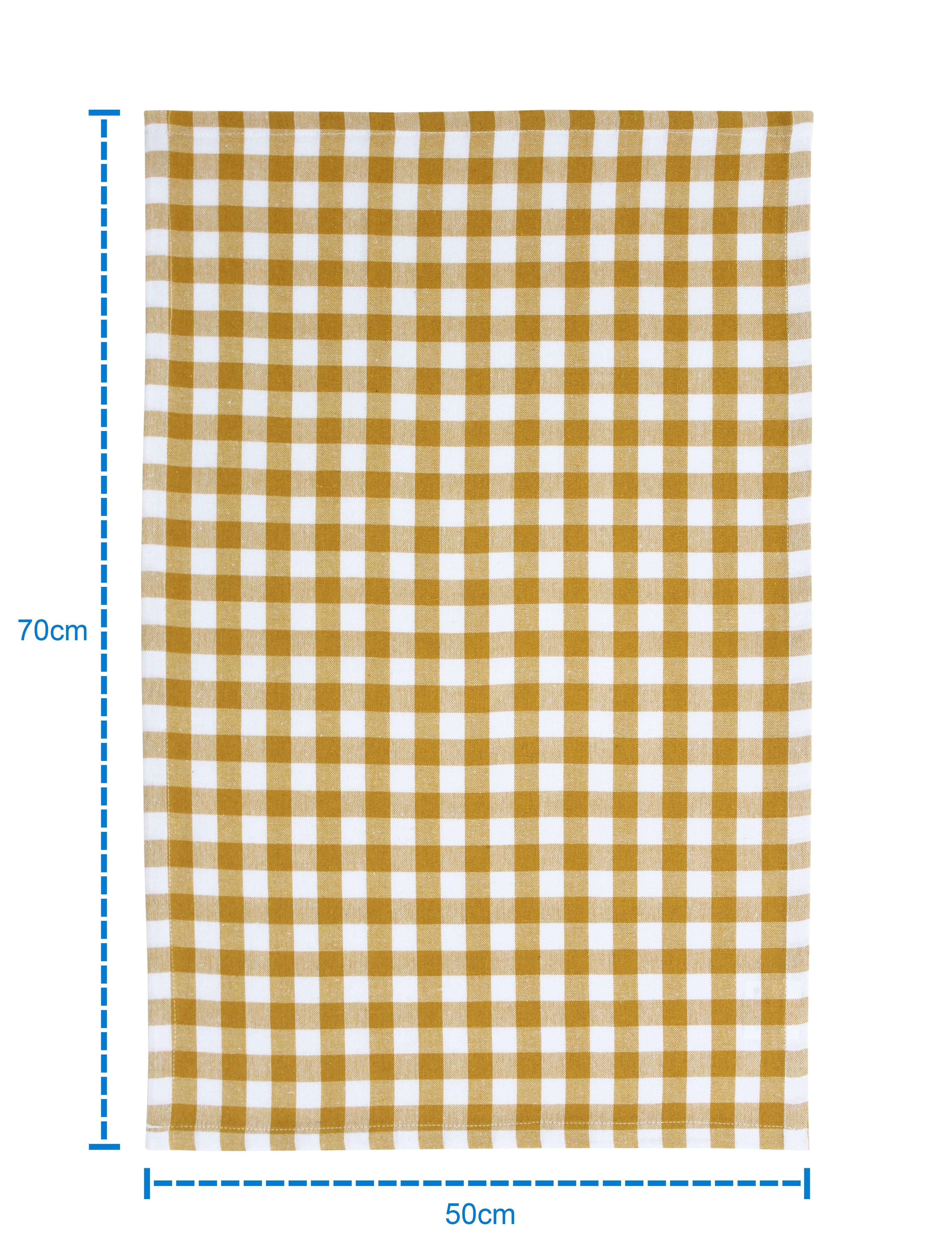 Cotton Gingham Check Yellow and Orange Kitchen Towels Pack Of 4