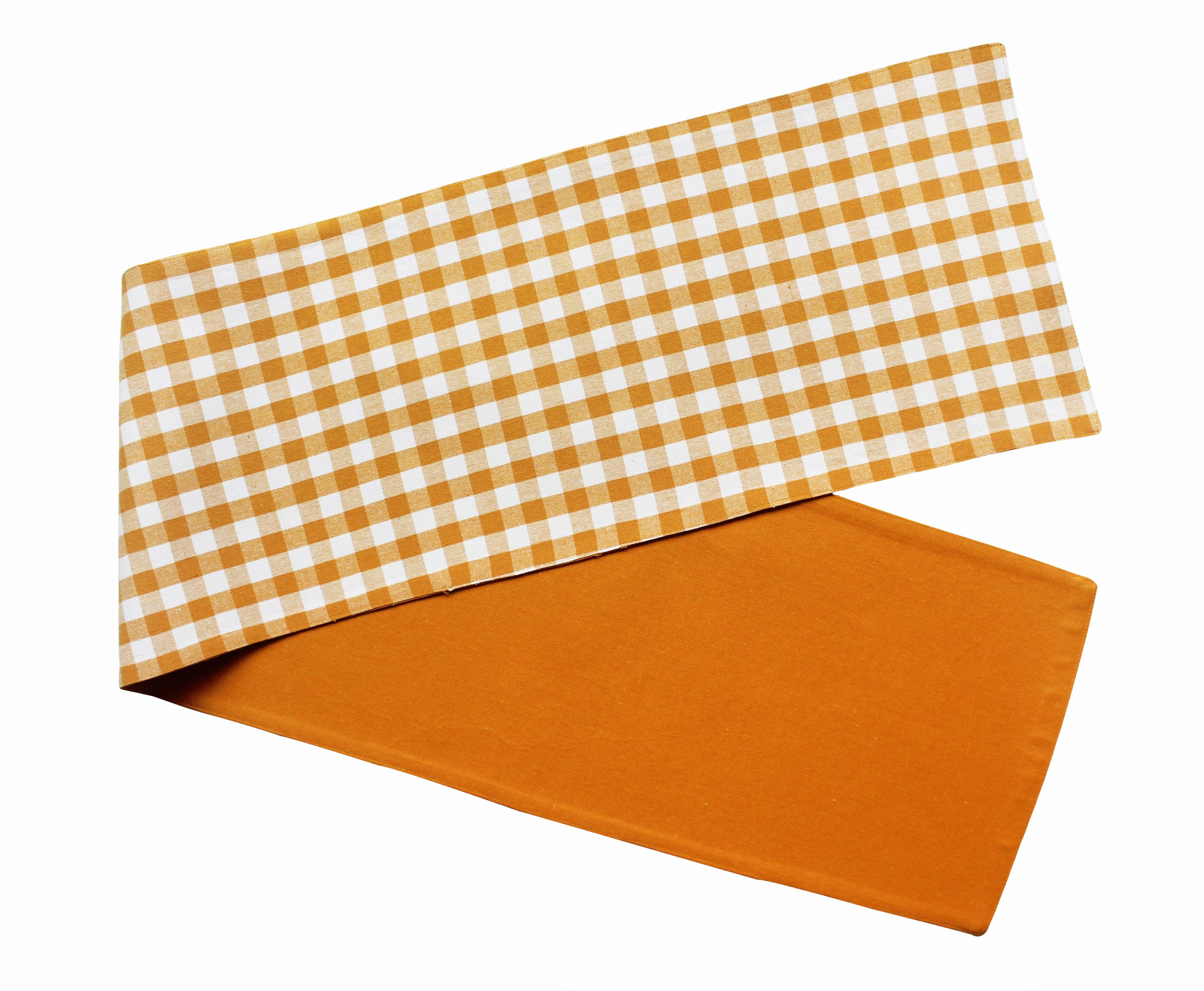 Cotton Gingham Check Yellow Table Runner