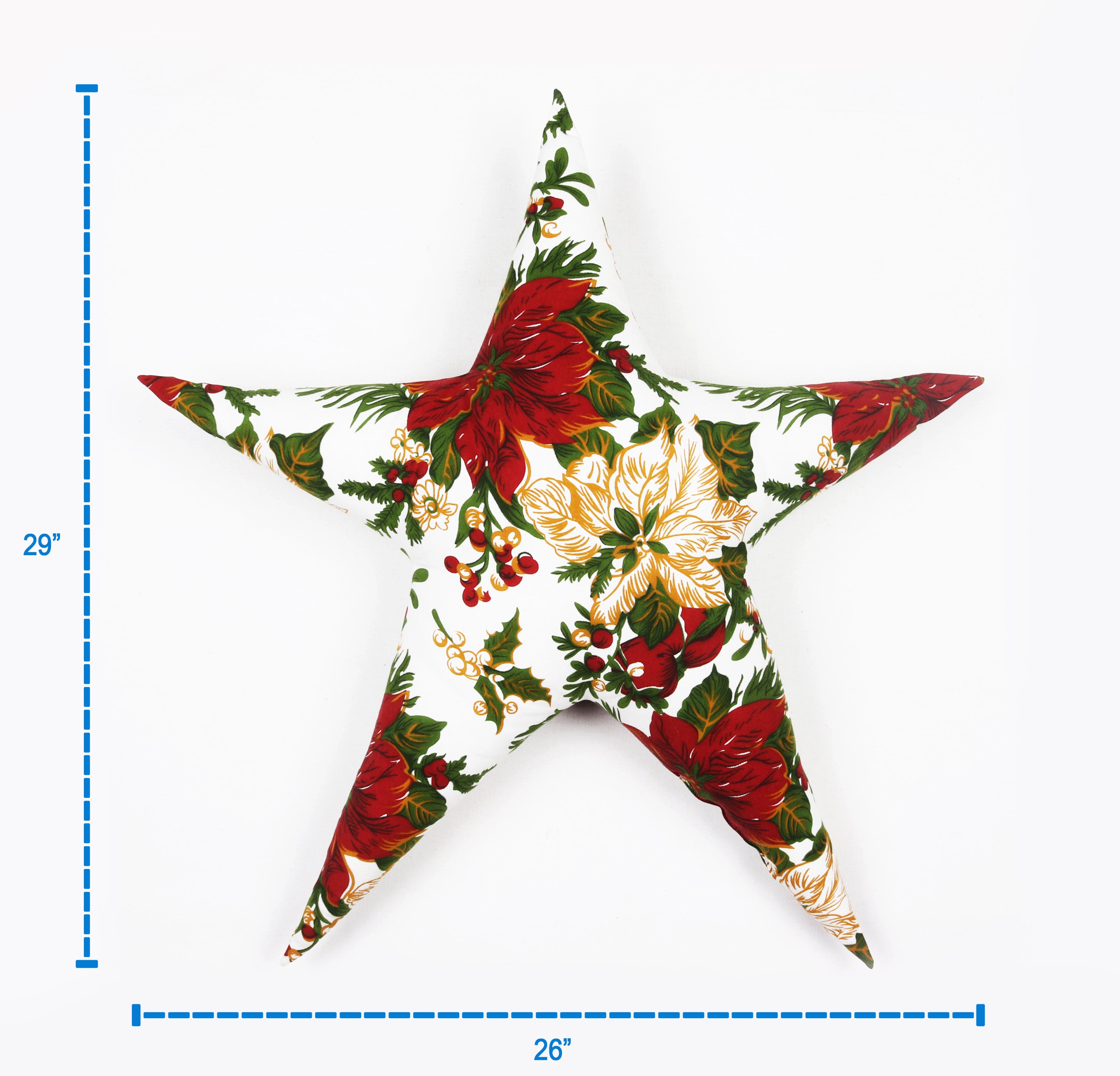 Cotton Christmas Floral Designed, Bell / Candy / Star / Tree Shaped Cushion with Recron Filled