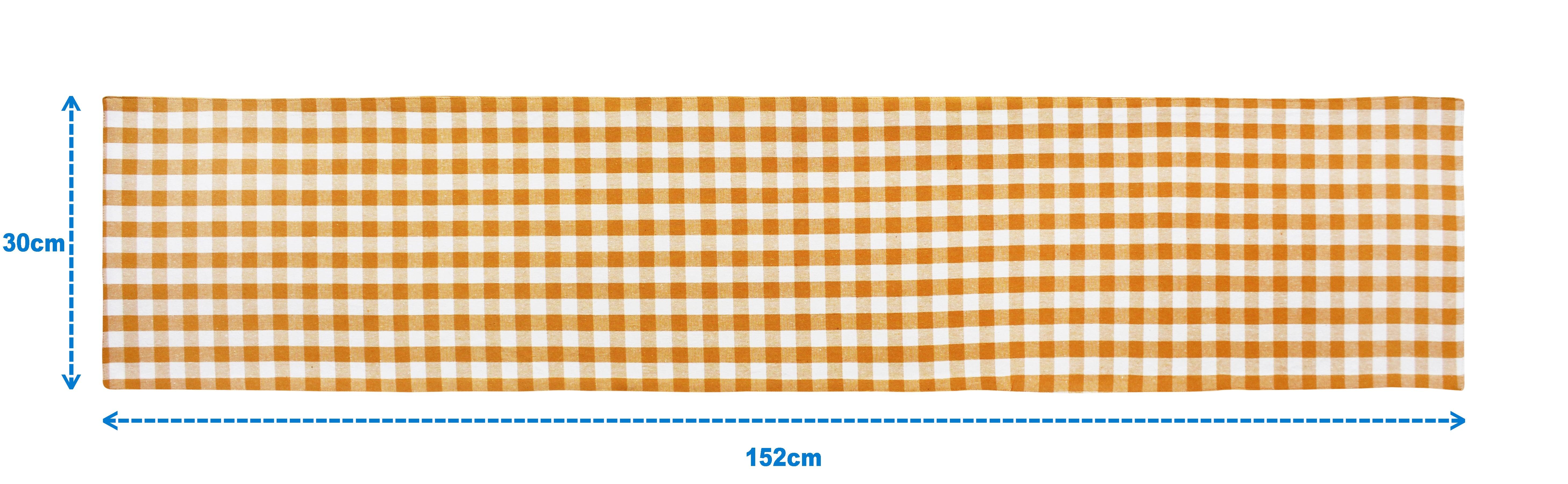 Cotton Gingham Check Yellow Table Runner