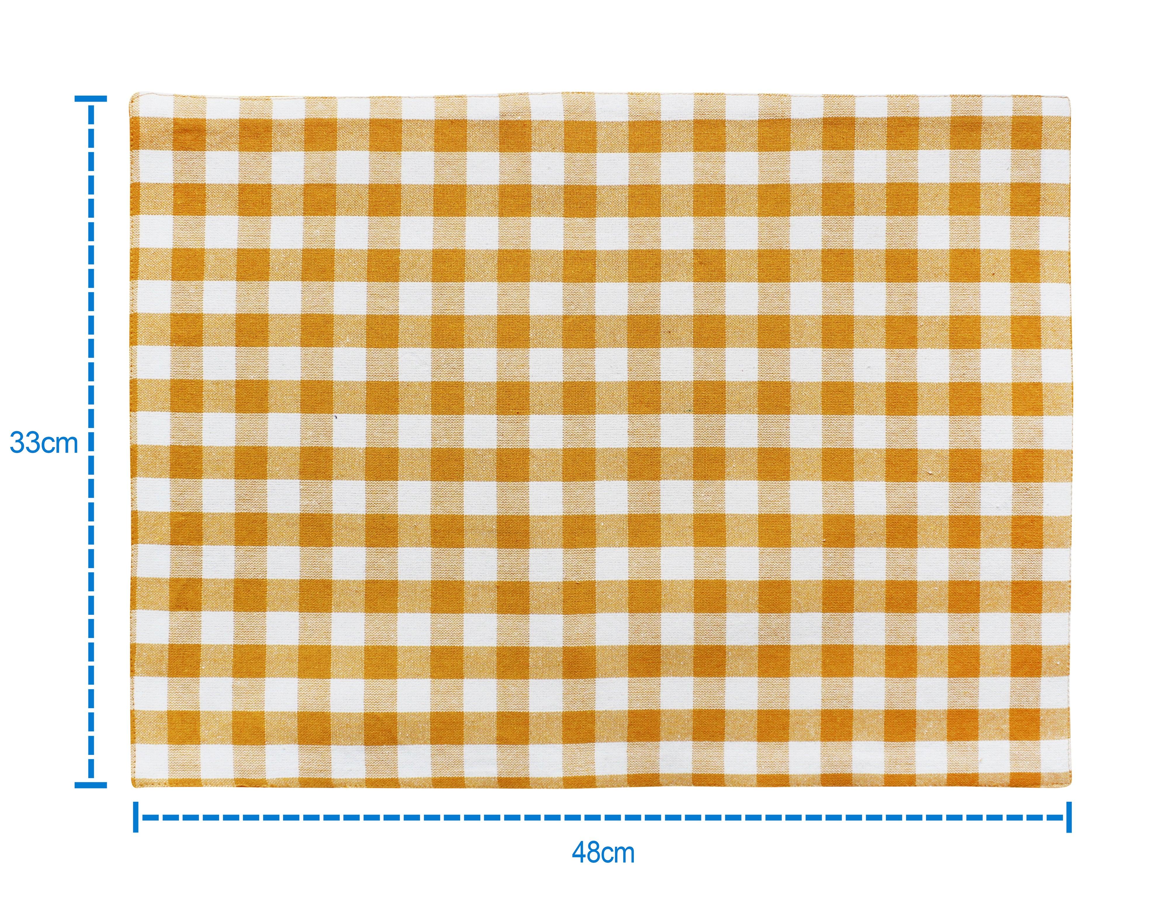 Cotton Gingham Check Yellow Table Placemats Pack Of 4