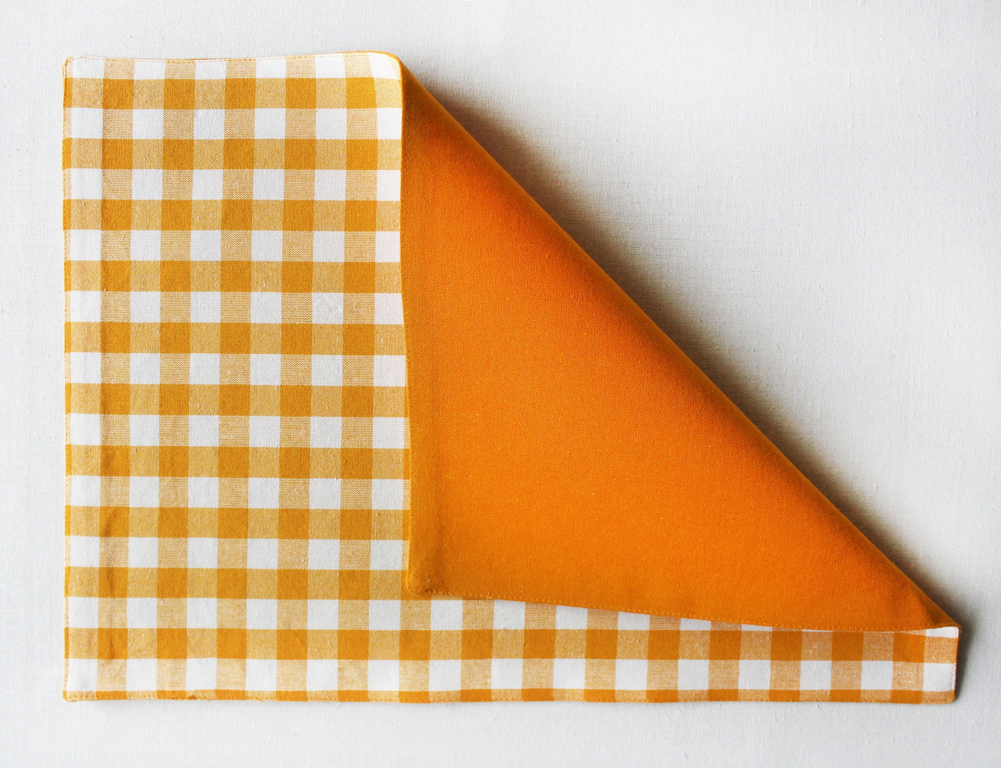 Cotton Gingham Check Yellow Table Placemats Pack Of 4