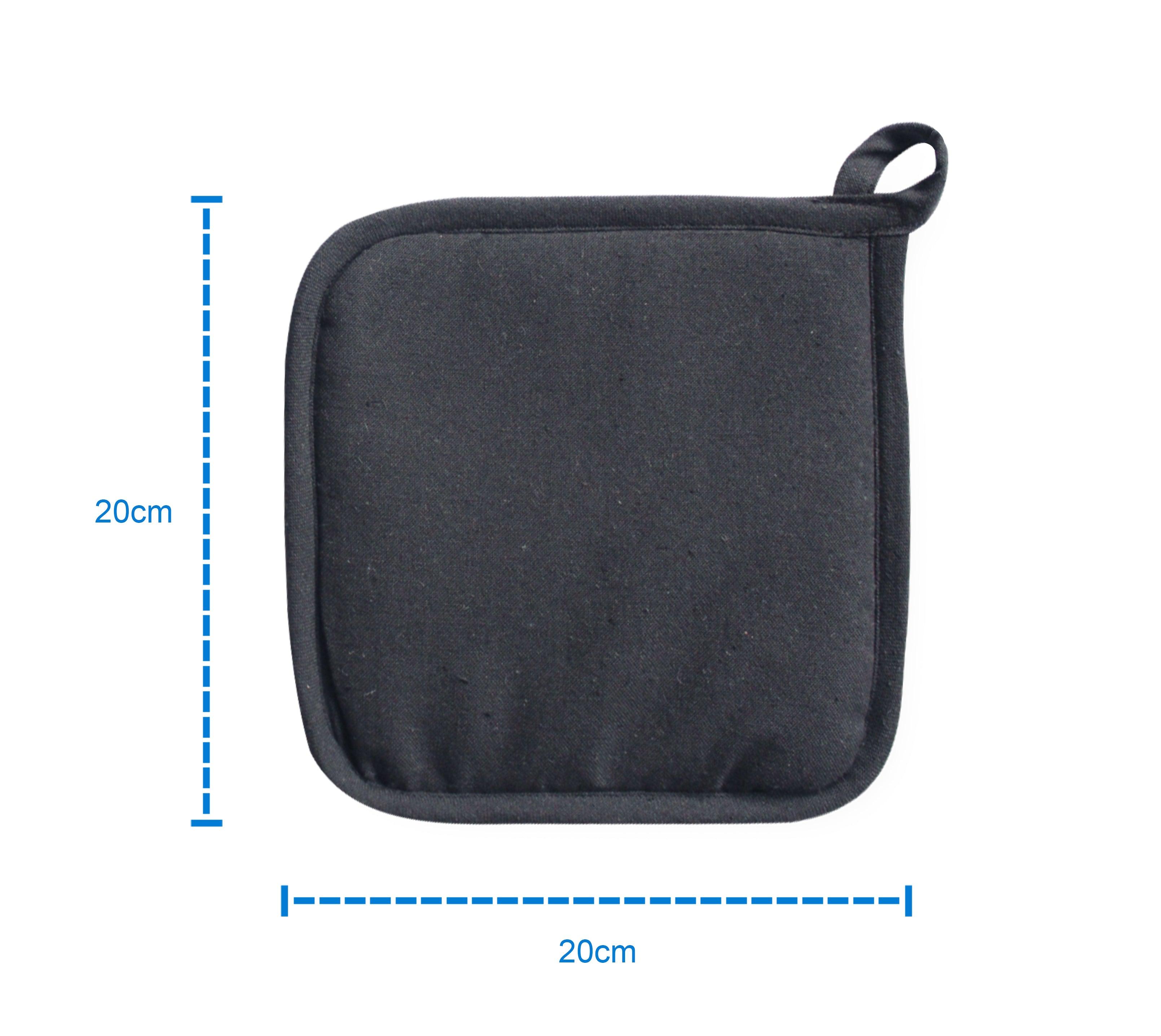 Cotton Solid Steel Grey Pot Holders Pack Of 3