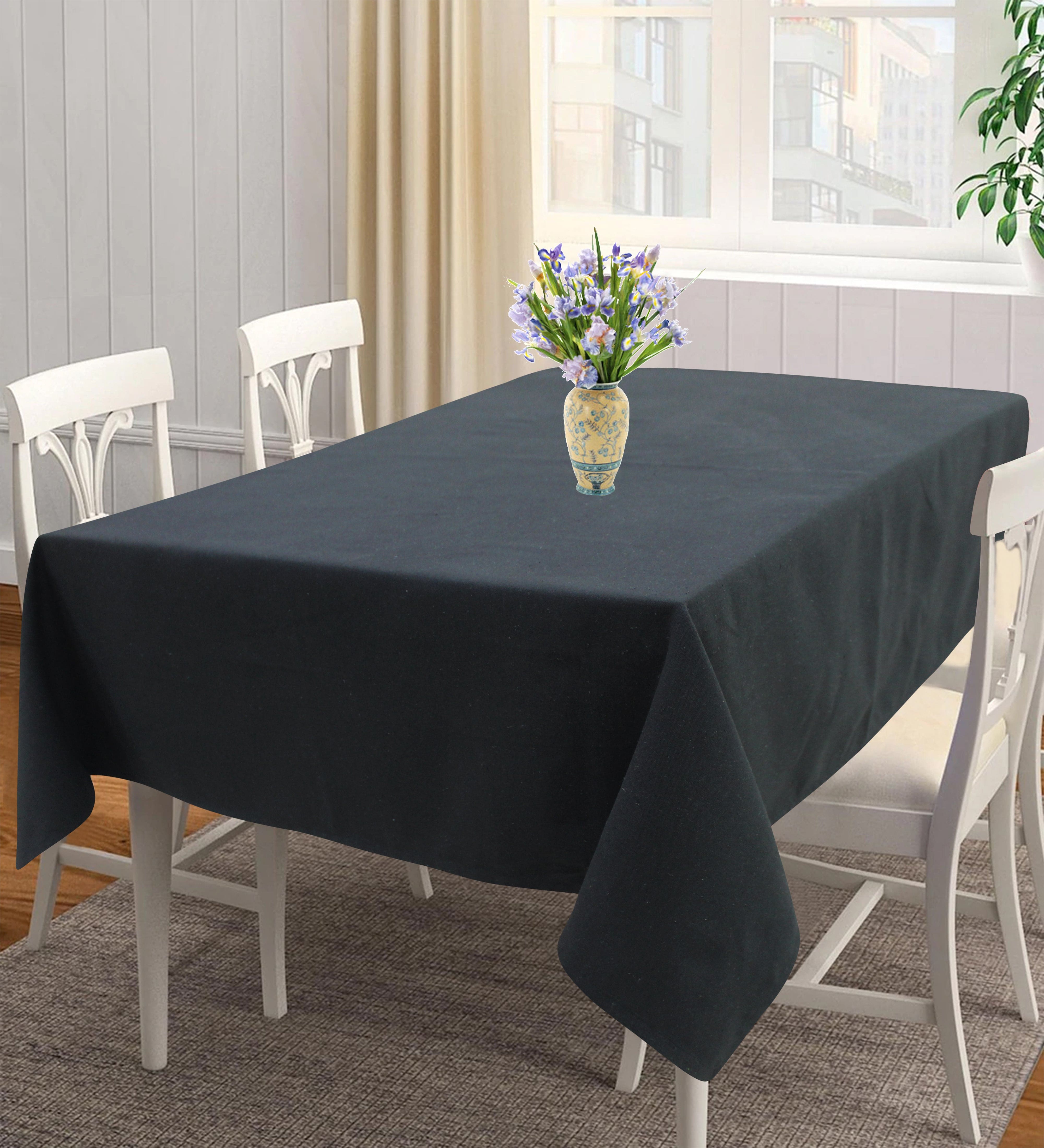 Cotton Solid Steel Grey 6 Seater Table Cloths