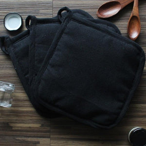 Cotton Solid Black Pot Holders Pack Of 3 freeshipping - Airwill