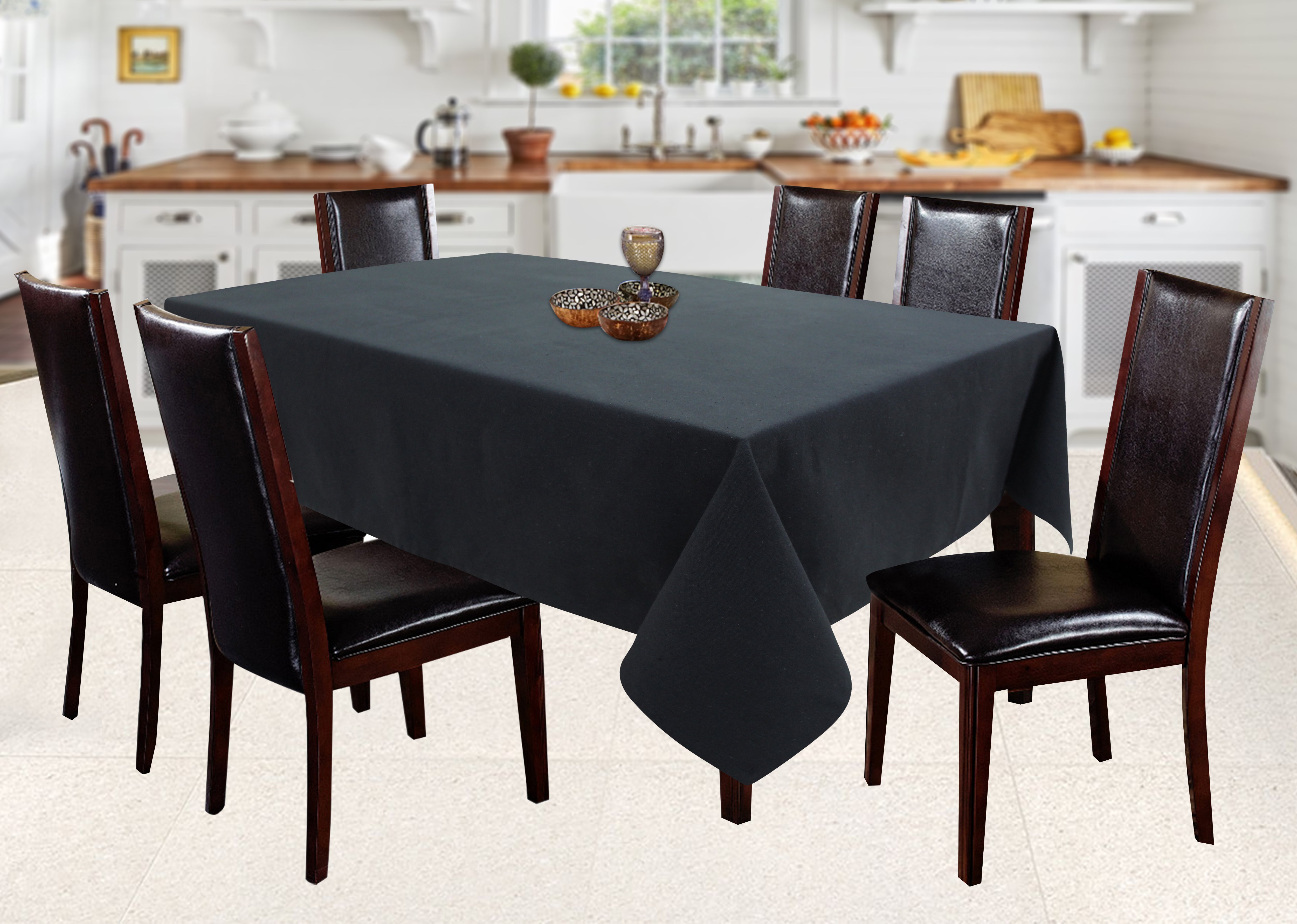 Cotton Solid Steel Grey 4 Seater Table Cloths