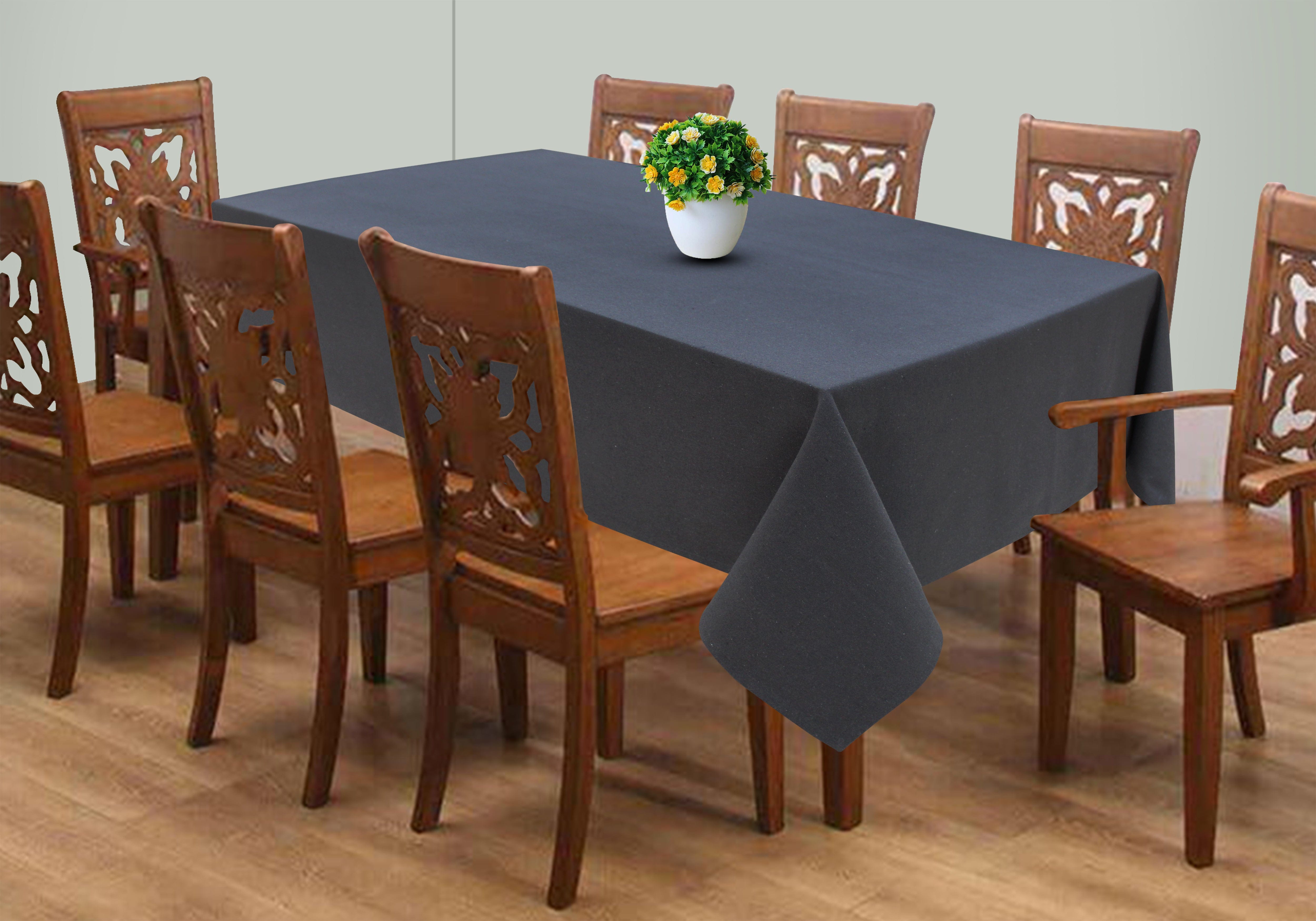 Cotton Solid Steel Grey 8 Seater Table Cloths