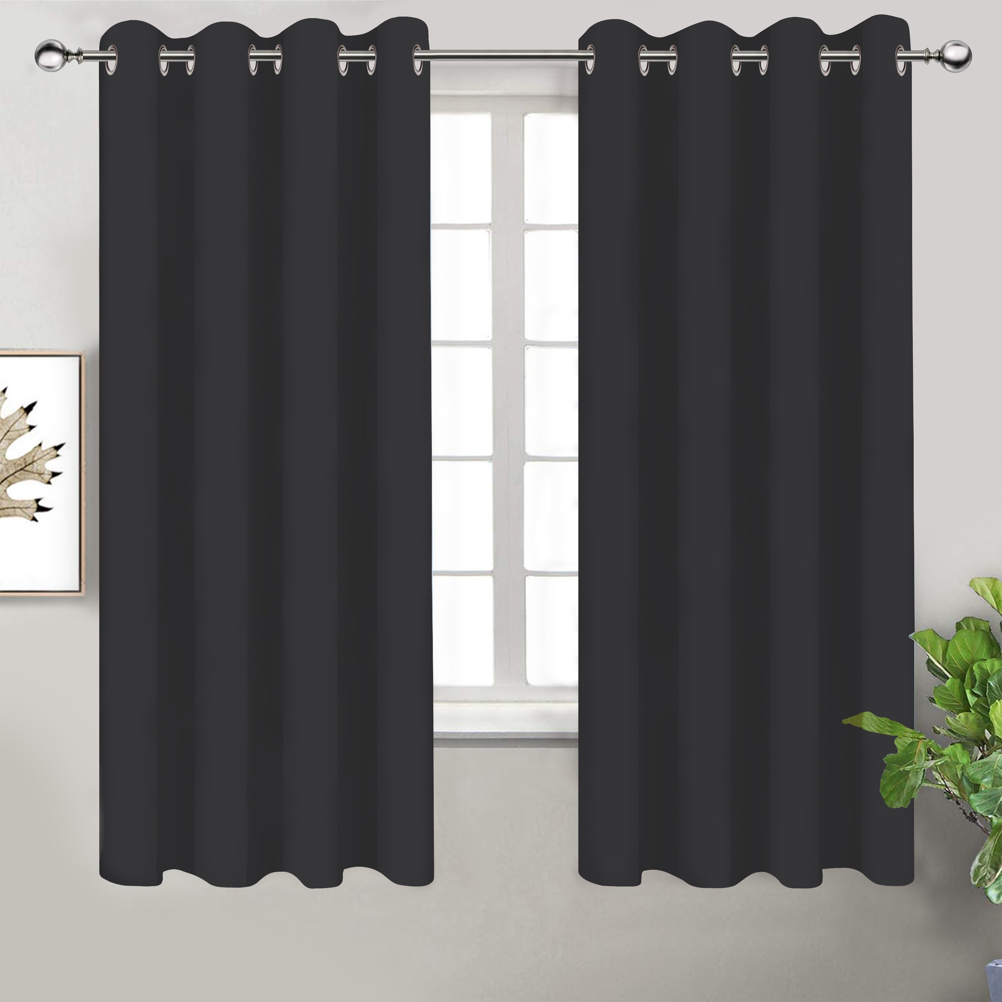 Cotton Solid Grey Long 9ft Door Curtains Pack Of 2