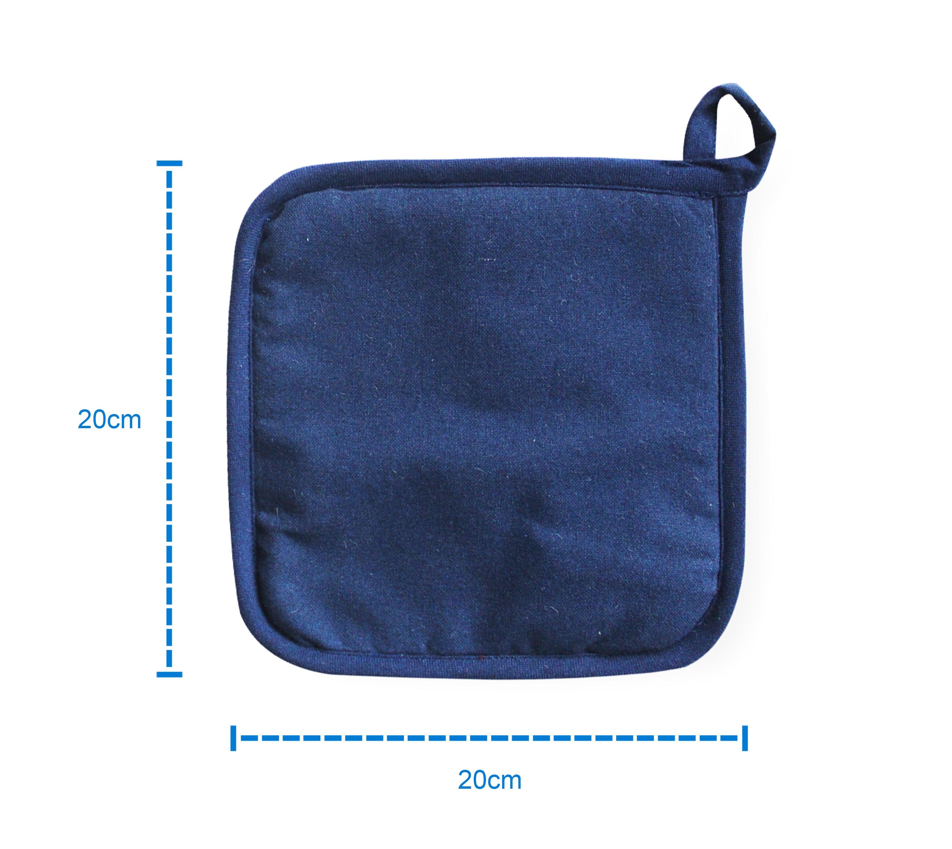 Cotton Solid Blue Pot Holders Pack Of 3