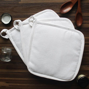 Cotton Solid White Pot Holders Pack Of 3 freeshipping - Airwill