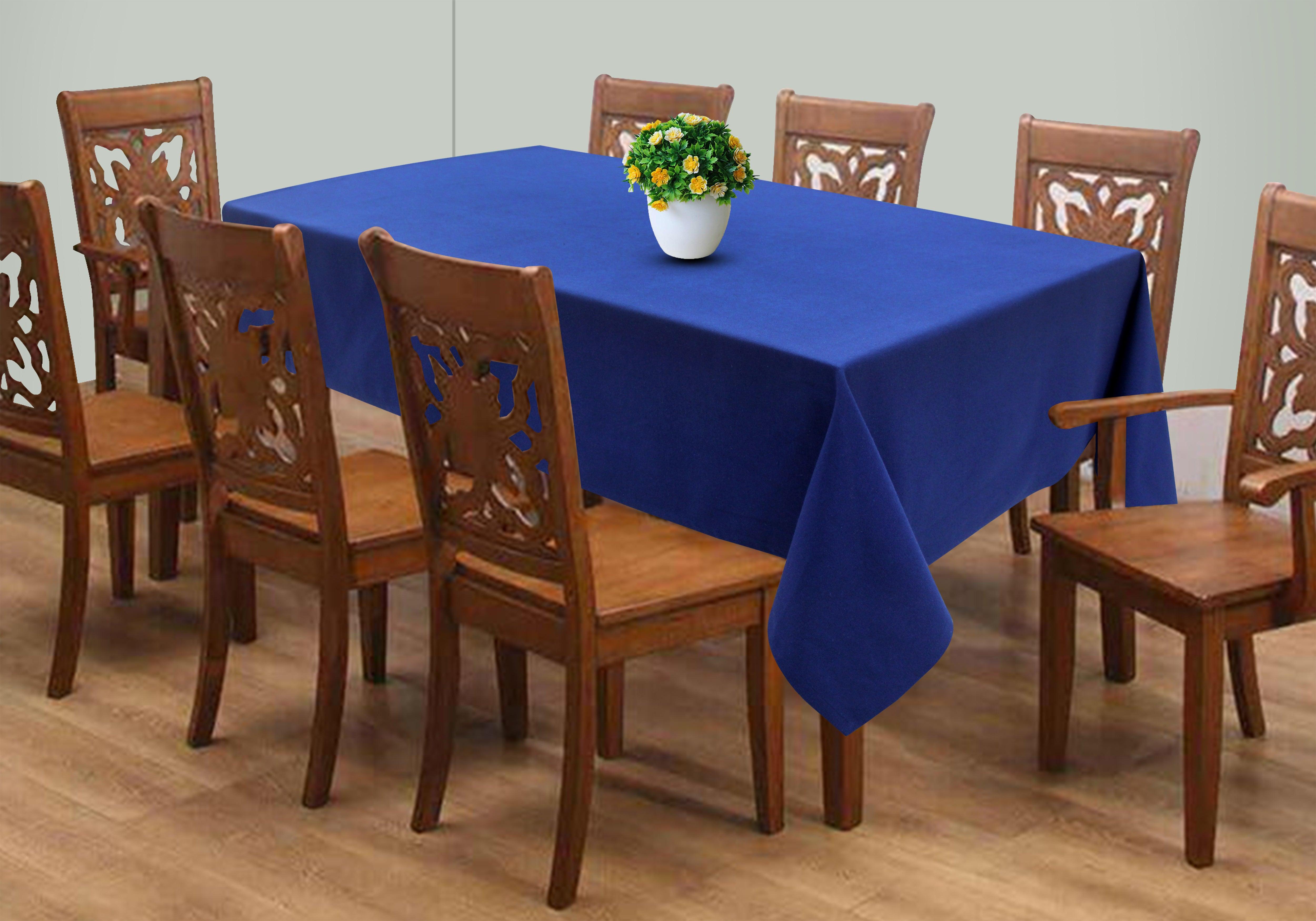 Cotton Solid Blue 8 Seater Table Cloths