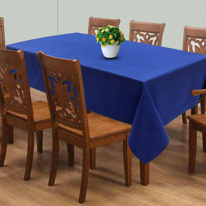 Cotton Solid Blue 8 Seater Table Cloths Pack Of 1 freeshipping - Airwill
