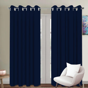 Cotton Solid Blue 7ft Door Curtains Pack Of 2 freeshipping - Airwill