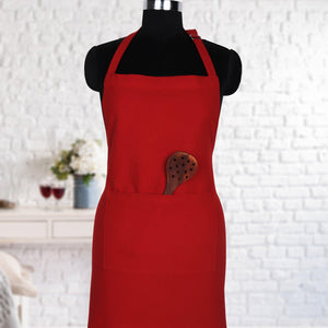 Cotton Solid Cherry Red Free Size Apron Pack of 1 freeshipping - Airwill