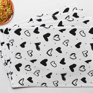 Cotton White Heart Table Placemats Pack Of 4 freeshipping - Airwill