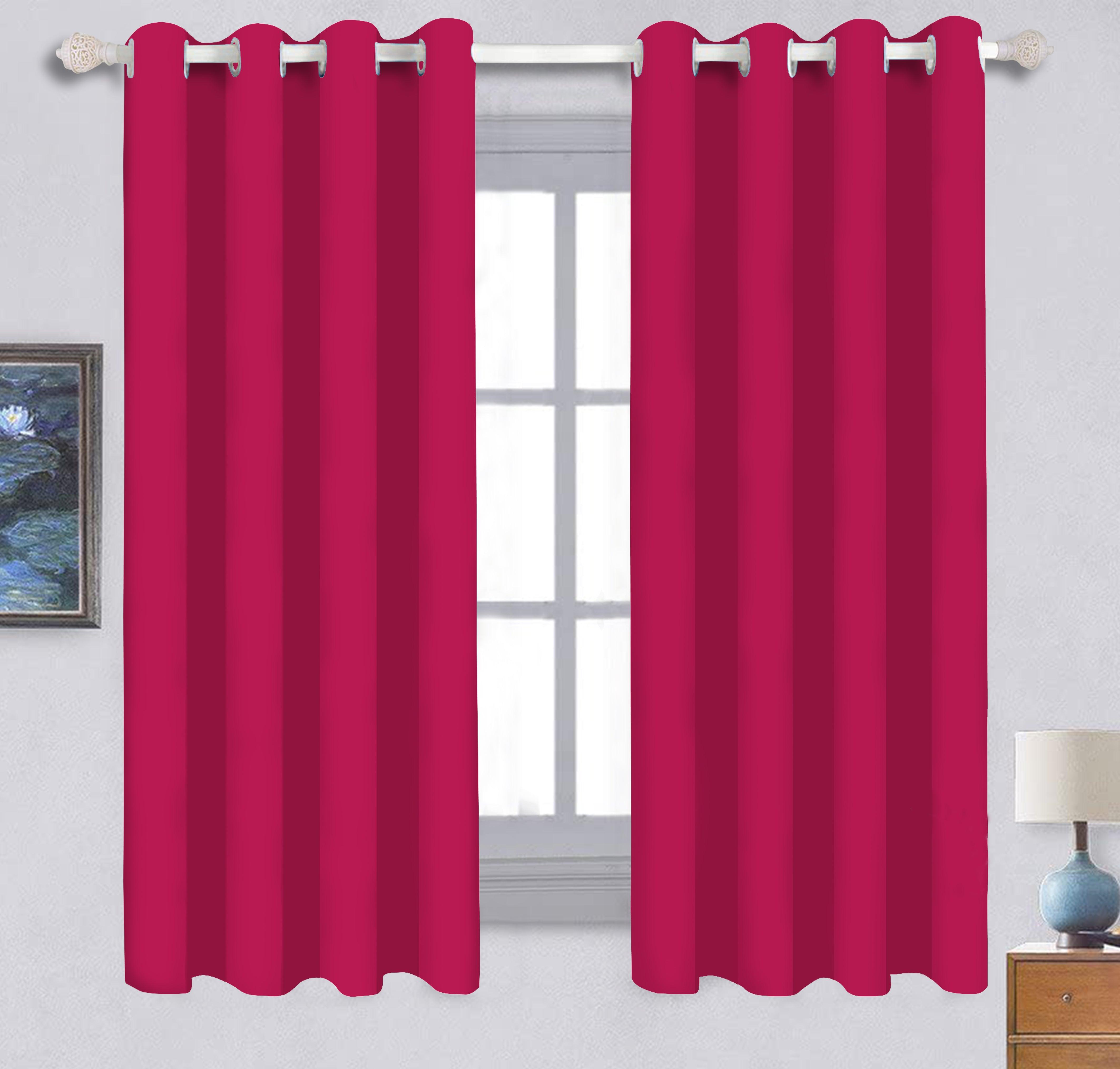 Cotton Solid Rose 5ft Window Curtains Pack Of 2