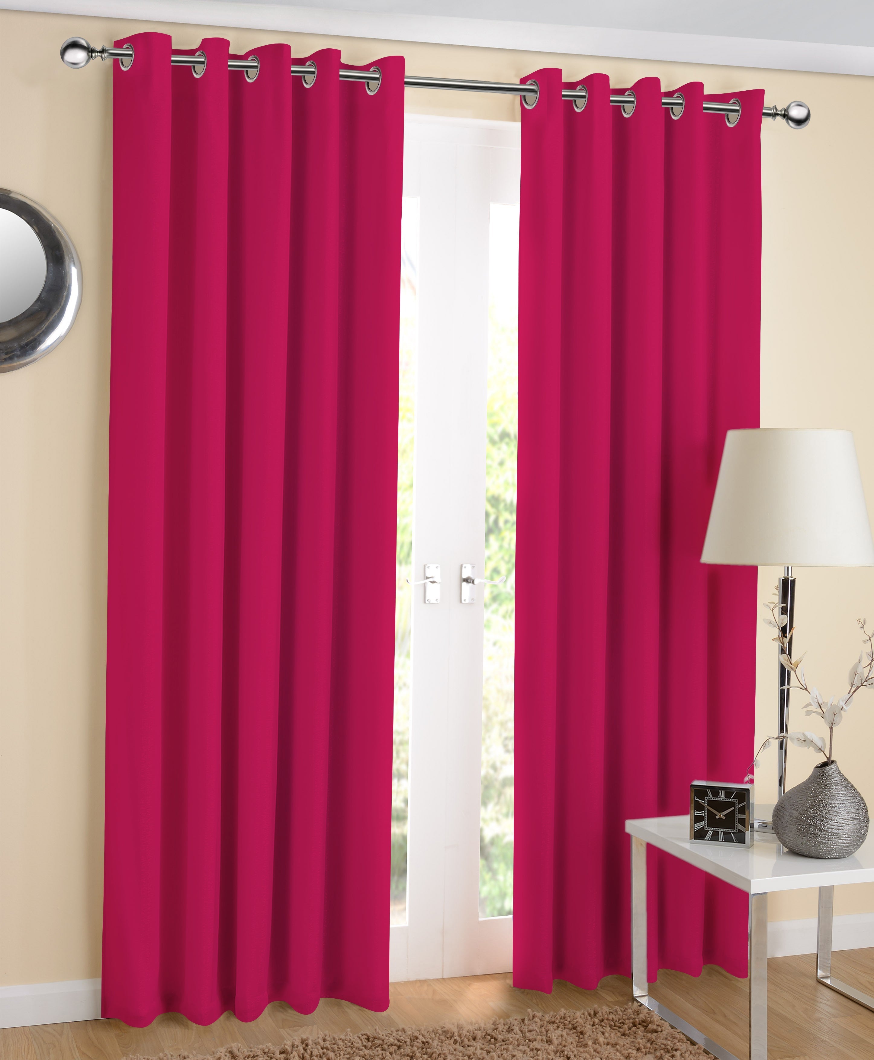 Cotton Solid Rose 5ft Window Curtains Pack Of 2