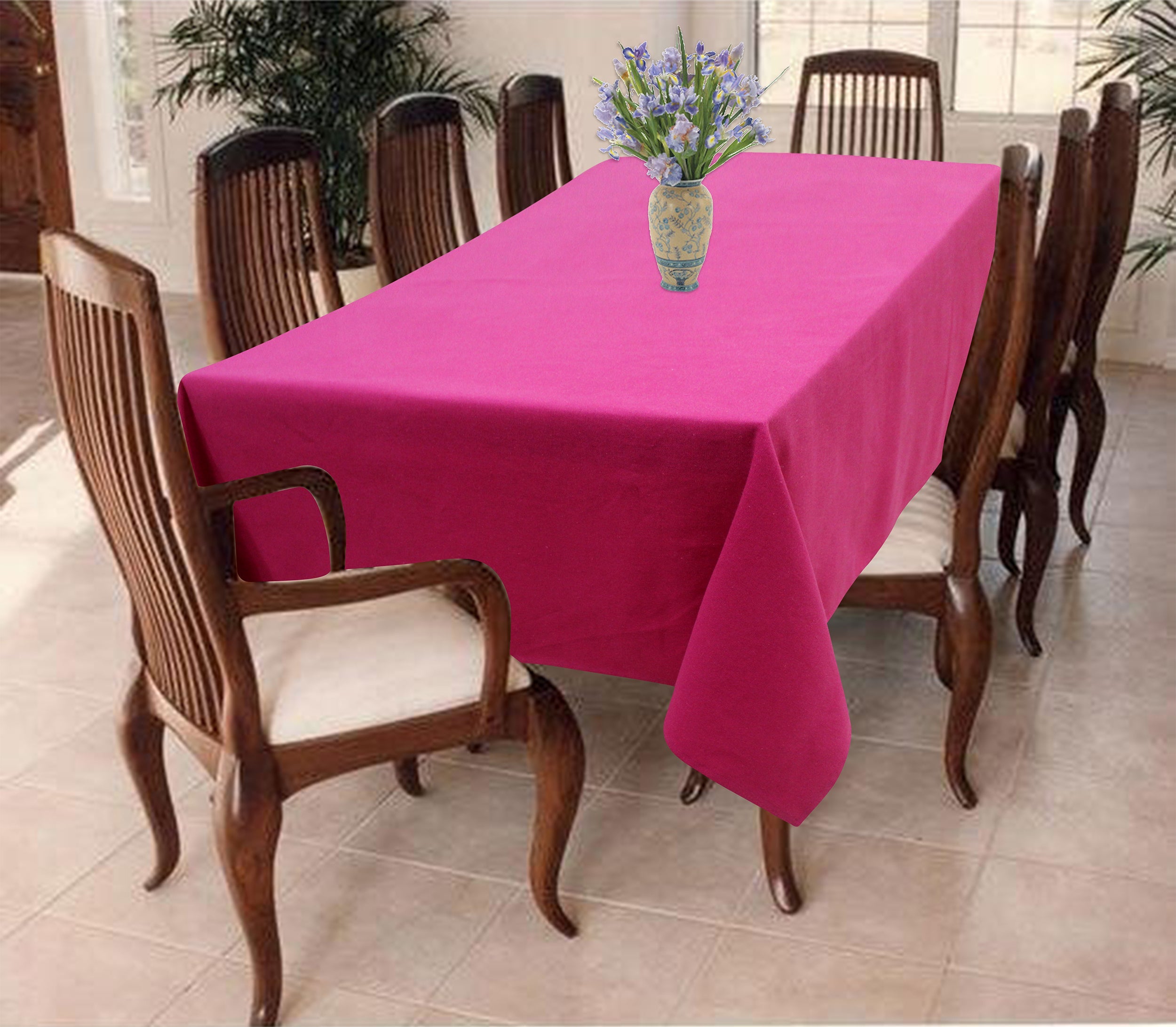 Cotton Solid Rose 4 Seater Table Cloths