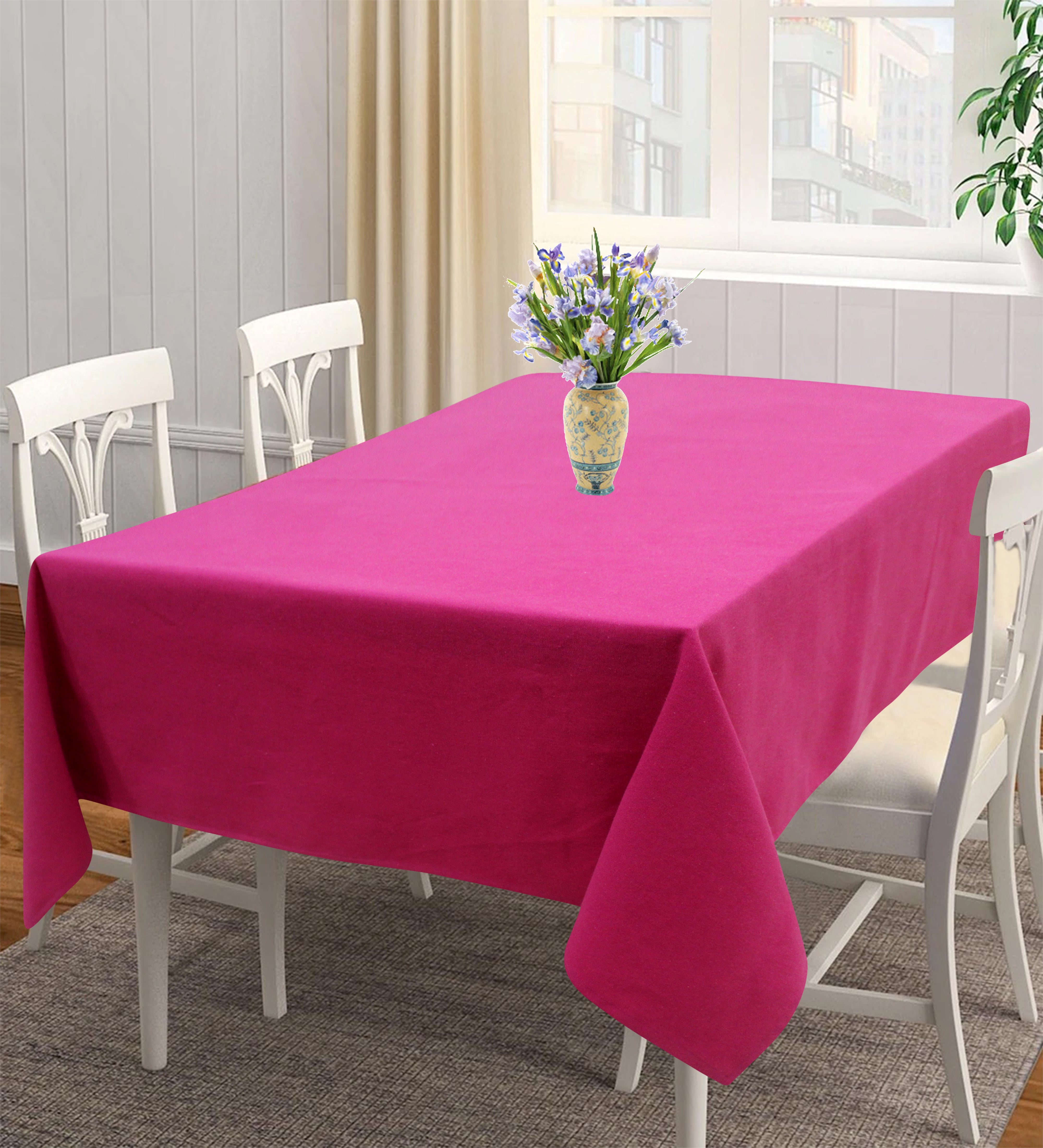 Cotton Solid Rose 8 Seater Table Cloths