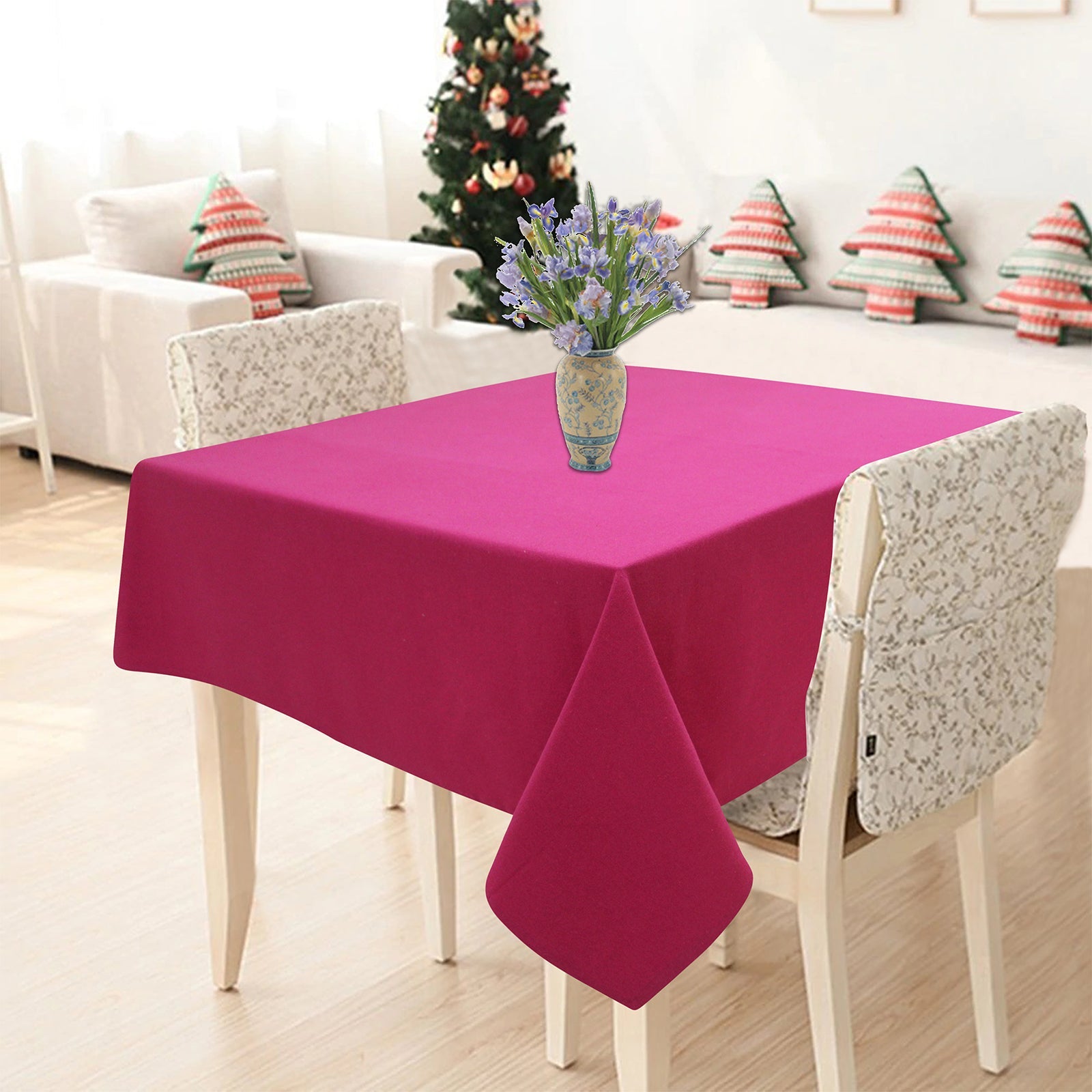 Cotton Solid Rose 6 Seater Table Cloths