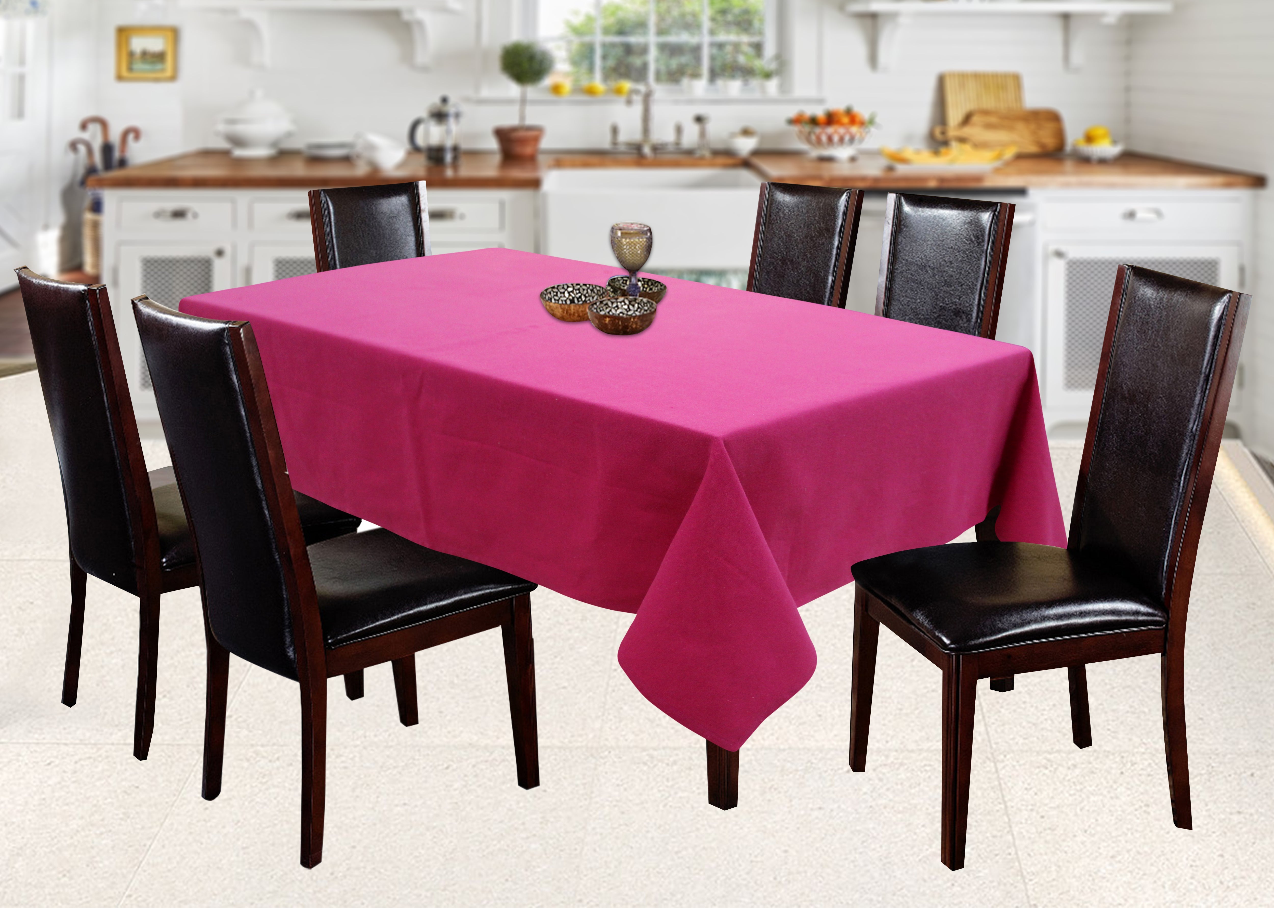 Cotton Solid Rose 4 Seater Table Cloths