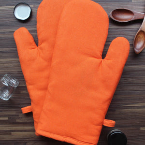 Cotton Solid Orange Oven Gloves Pack Of 2 freeshipping - Airwill
